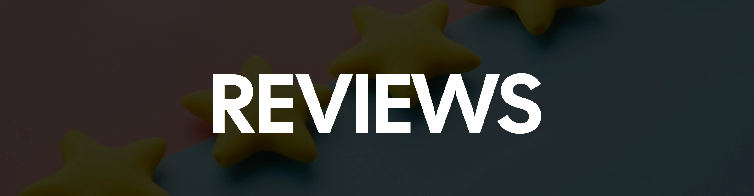banner showing reviews text overtop of a star rating